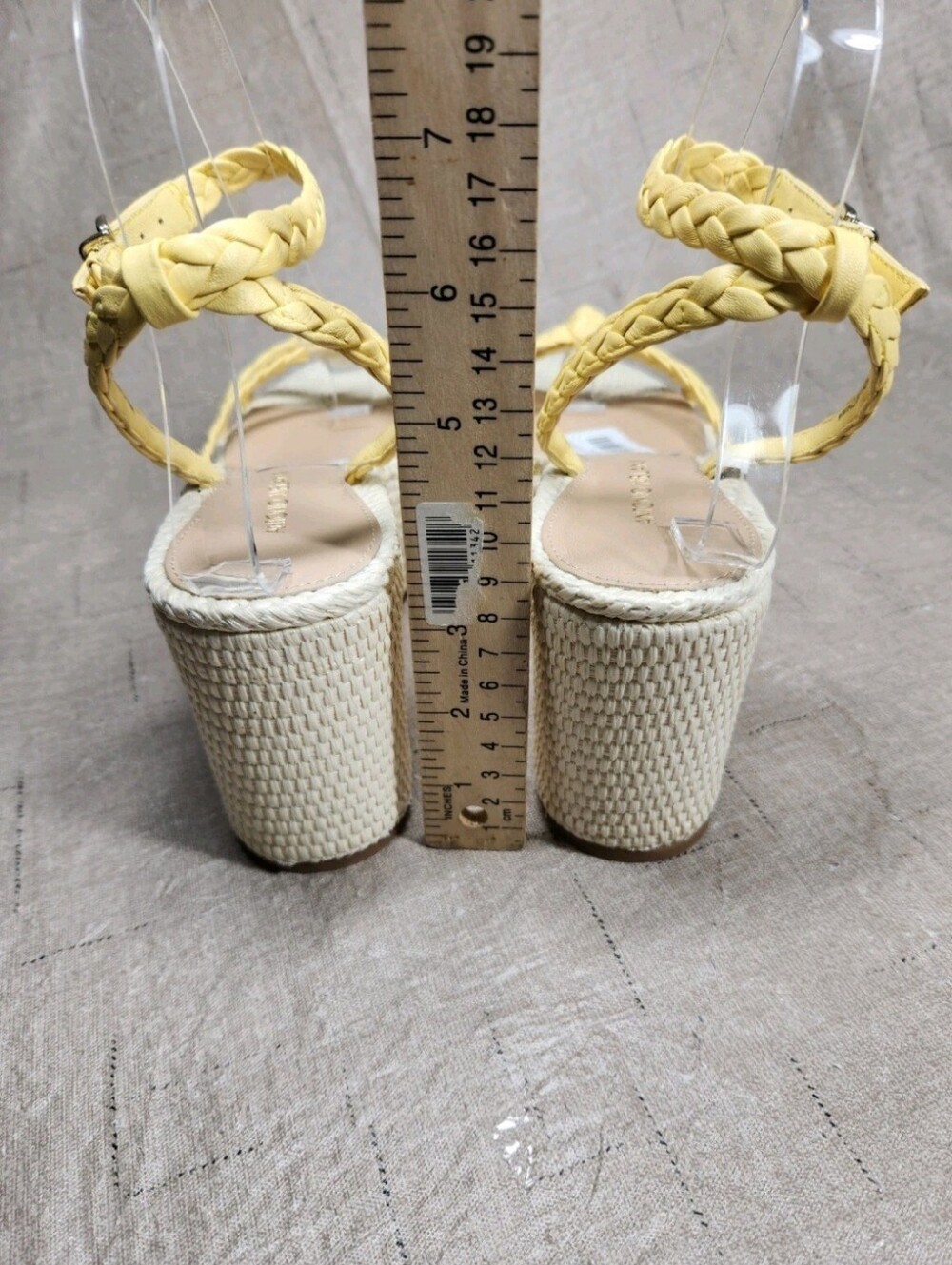 Antonio Melani Women's Size 9.5 M Platform Wedge Yellow Leather Ankle Strap 145 - Picture 5 of 7